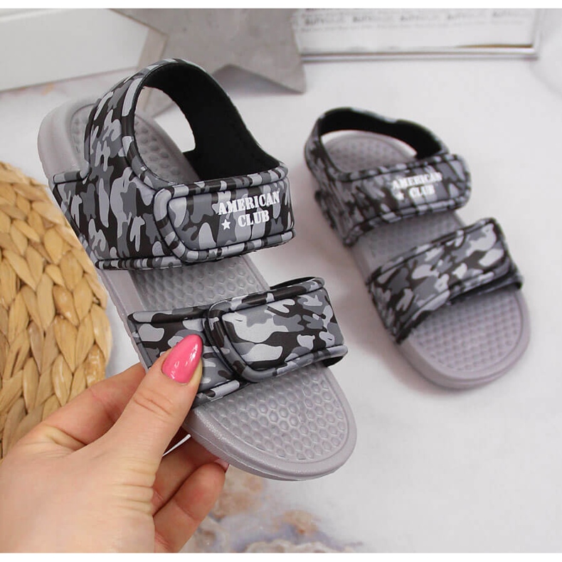 Sandalias niño espuma gris con velcro American Club 1