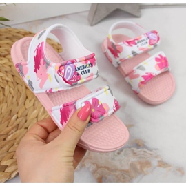 Sandalias rosa de espuma con velcros para niña American Club 1