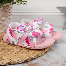 Sandalias rosa de espuma con velcros para niña American Club rosado 2