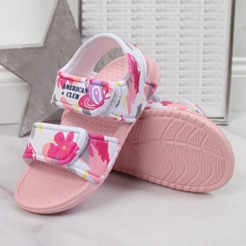 Sandalias rosa de espuma con velcros para niña American Club rosado 3