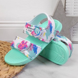 Sandalias American Club mint foam con velcros multicolor verde 3