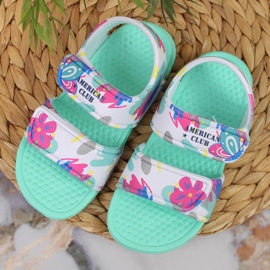 Sandalias American Club mint foam con velcros multicolor verde 4