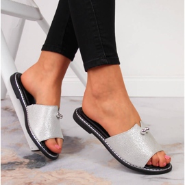 Babucha mujer piel plata Jezzi 3