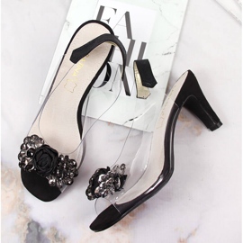 Sandalias de mujer transparentes con piedras Sabatina negras negro 3