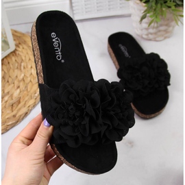 Babucha mujer negra con flores eVento negro 1