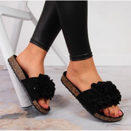 Babucha mujer negra con flores eVento negro 4