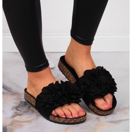Babucha mujer negra con flores eVento negro 5