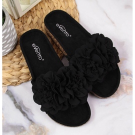 Babucha mujer negra con flores eVento negro 3