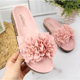 Babucha mujer rosa con flores eVento rosado 1