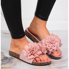 Babucha mujer rosa con flores eVento rosado 6