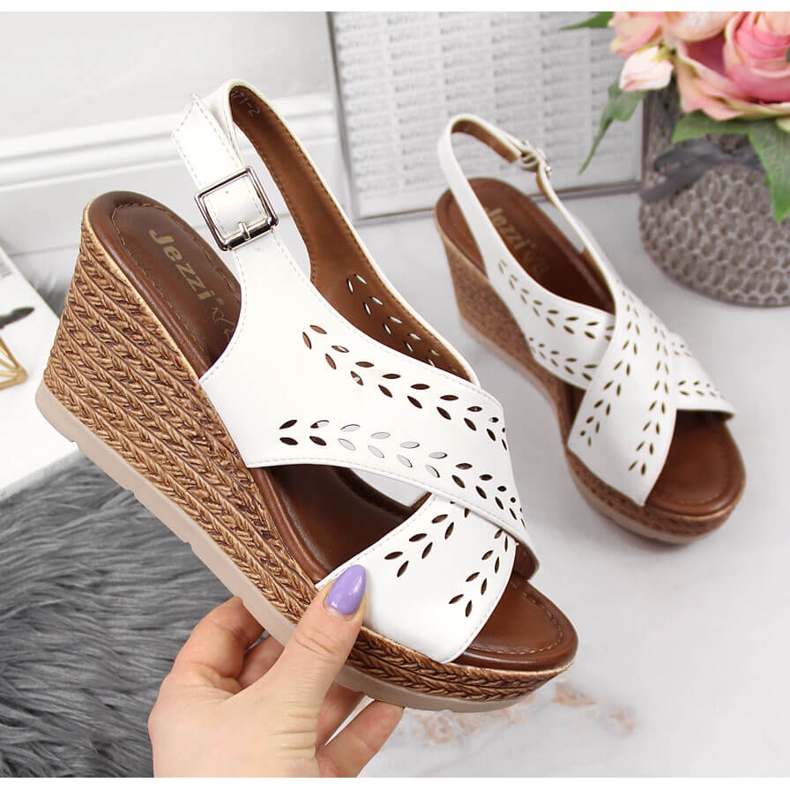 Sandalias mujer cuña blancas Jezzi blanco 1