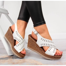 Sandalias mujer cuña blancas Jezzi blanco 4