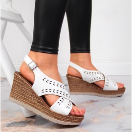 Sandalias mujer cuña blancas Jezzi blanco 5