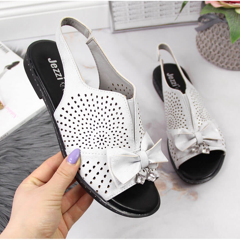 Sandalias de mujer con lazo Jezzi plateado plata 1