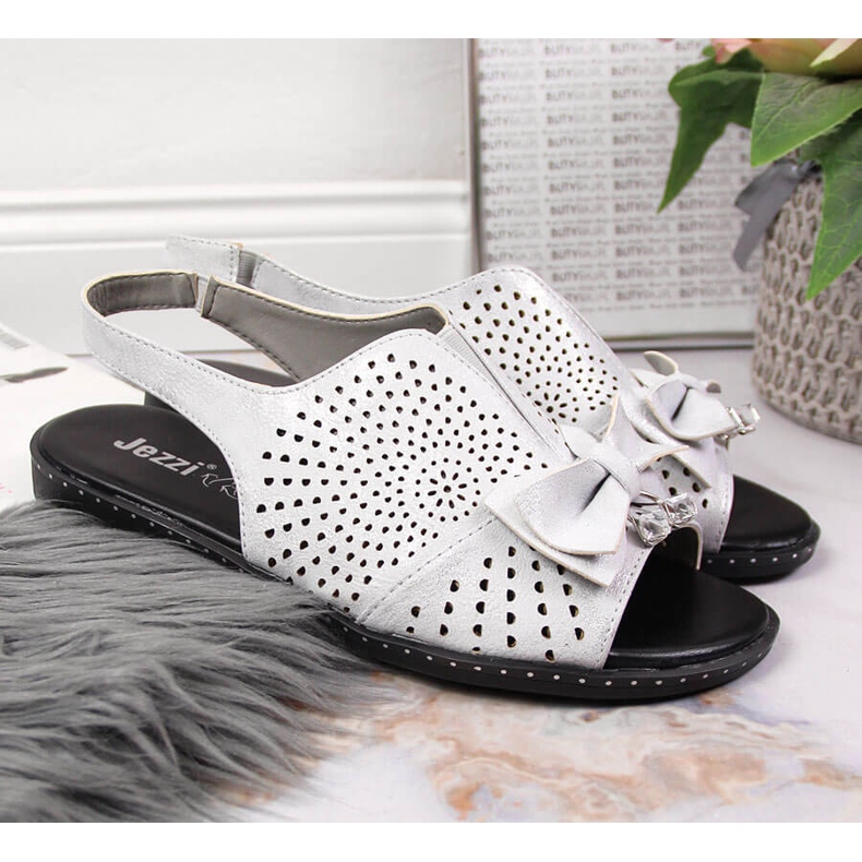 Sandalias de mujer con lazo Jezzi plateado plata 2