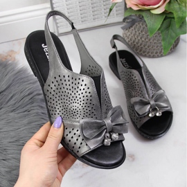 Sandalias de mujer con lazo Jezzi grafito multicolor gris 1