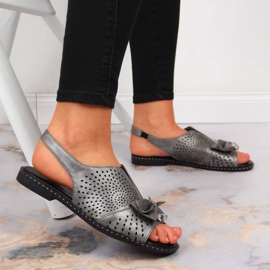 Sandalias de mujer con lazo Jezzi grafito multicolor gris 5