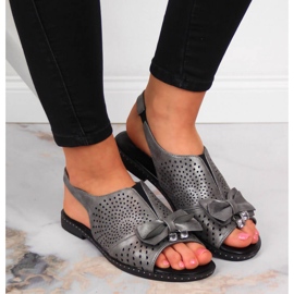 Sandalias de mujer con lazo Jezzi grafito multicolor gris 6