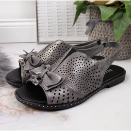 Sandalias de mujer con lazo Jezzi grafito multicolor gris 2