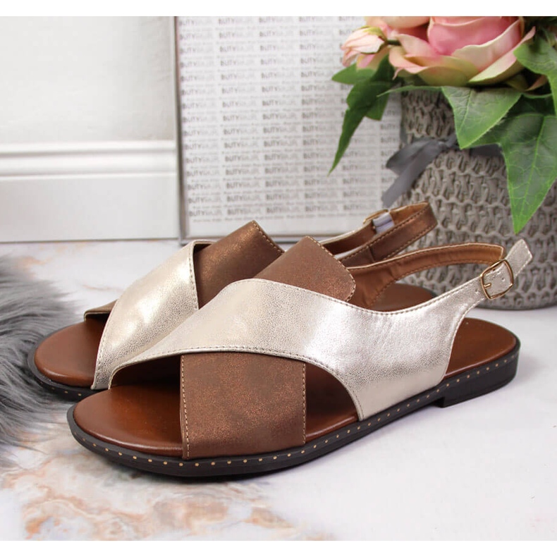 Sandalias doradas de mujer Jezzi dorado 2