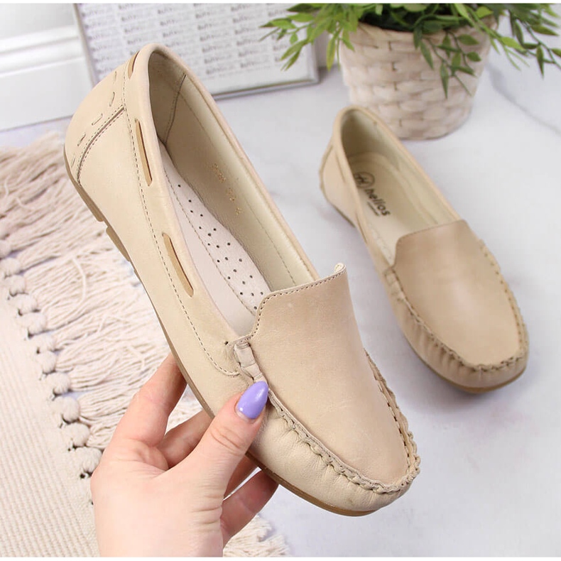 Mocasines mujer piel beige claro Helios 398 1 Mocasines mujer piel beige claro Helios 398 1