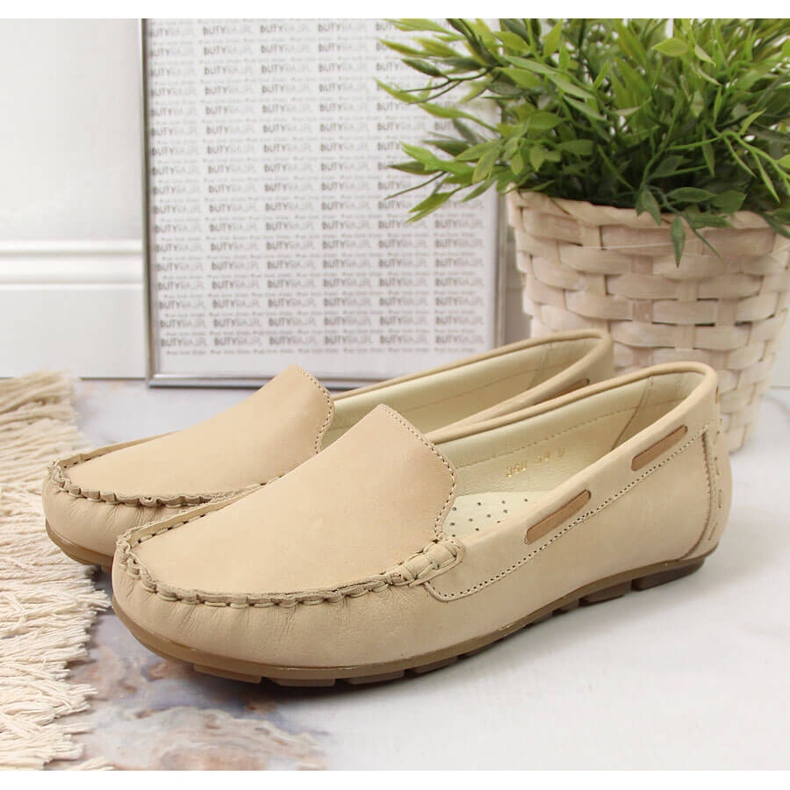 Mocasines mujer piel beige claro Helios 398 2
