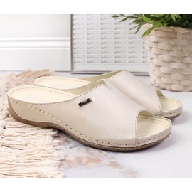 Babucha mujer de piel con cuña dorada Helios 105 dorado 2