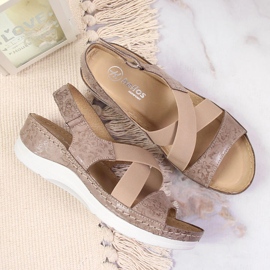 Sandalias mujer piel con elásticos cómodos Helios 100 beige 3