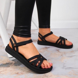 Sandalias de mujer negras de goma con velcro Zaxy JJ285068 negro 2