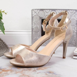 Sandalias de mujer con tacón alto dorado Sergio Leone 5