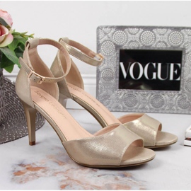 Sandalias de mujer con tacón alto dorado Sergio Leone 5