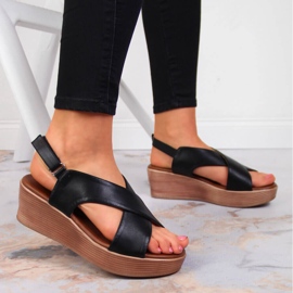 Sandalias de mujer negras con cuña Filippo negro 2