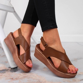 Marrón Sandalias de cuña de mujer Filippo en marrón 1