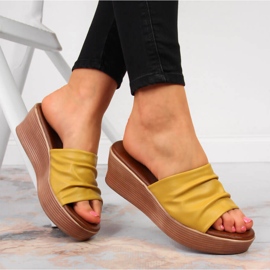 Zapatillas casa mujer cuña Filippo amarillas amarillo 1