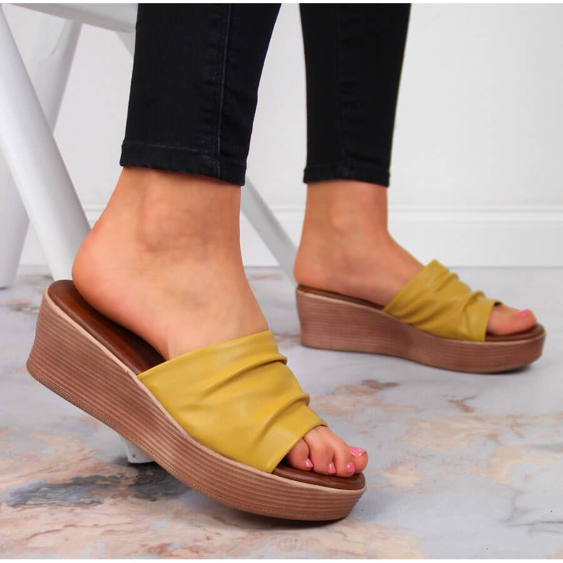 Zapatillas casa mujer cuña Filippo amarillas amarillo 2