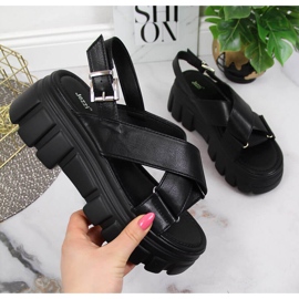 Sandalias de mujer en la plataforma Jezzi negra negro 4