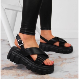 Sandalias de mujer en la plataforma Jezzi negra negro 2