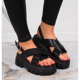 Sandalias de mujer en la plataforma Jezzi negra negro 3