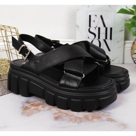 Sandalias de mujer en la plataforma Jezzi negra negro 5