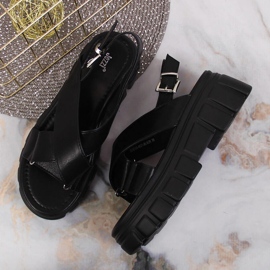 Sandalias de mujer en la plataforma Jezzi negra negro 6