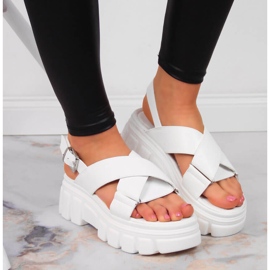 Sandalias de mujer en la plataforma Jezzi blanca blanco 2