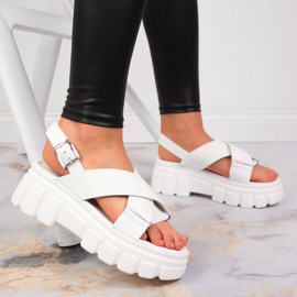 Sandalias de mujer en la plataforma Jezzi blanca blanco 3