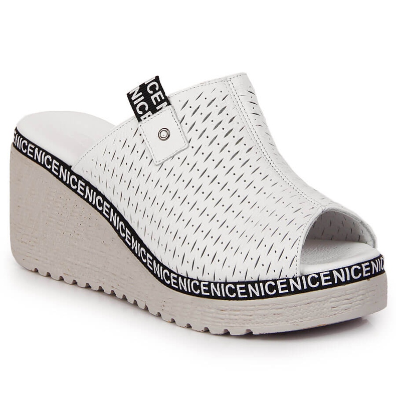 Babucha mujer en piel con cuña blanca Artiker blanco 1