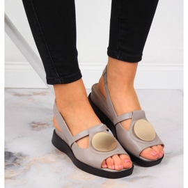 Sandalias mujer de piel en la cuña Artiker taupe beige 6
