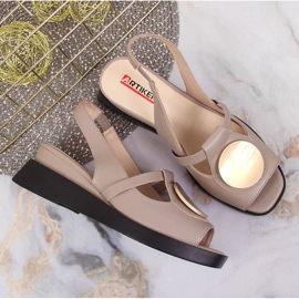 Sandalias mujer de piel en la cuña Artiker taupe beige 3
