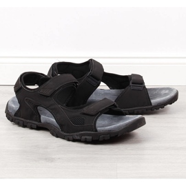 Sandalias de hombre American Club negras con velcro negro 3