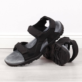 Sandalias de hombre American Club negras con velcro negro 4