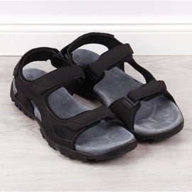Sandalias de hombre American Club negras con velcro negro 2