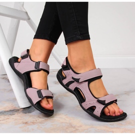 Sandalias deportivas mujer con velcro violeta American Club púrpura 2