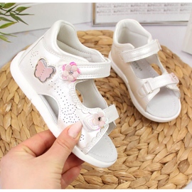 American Club sandalias blancas con velcros para niña blanco 1